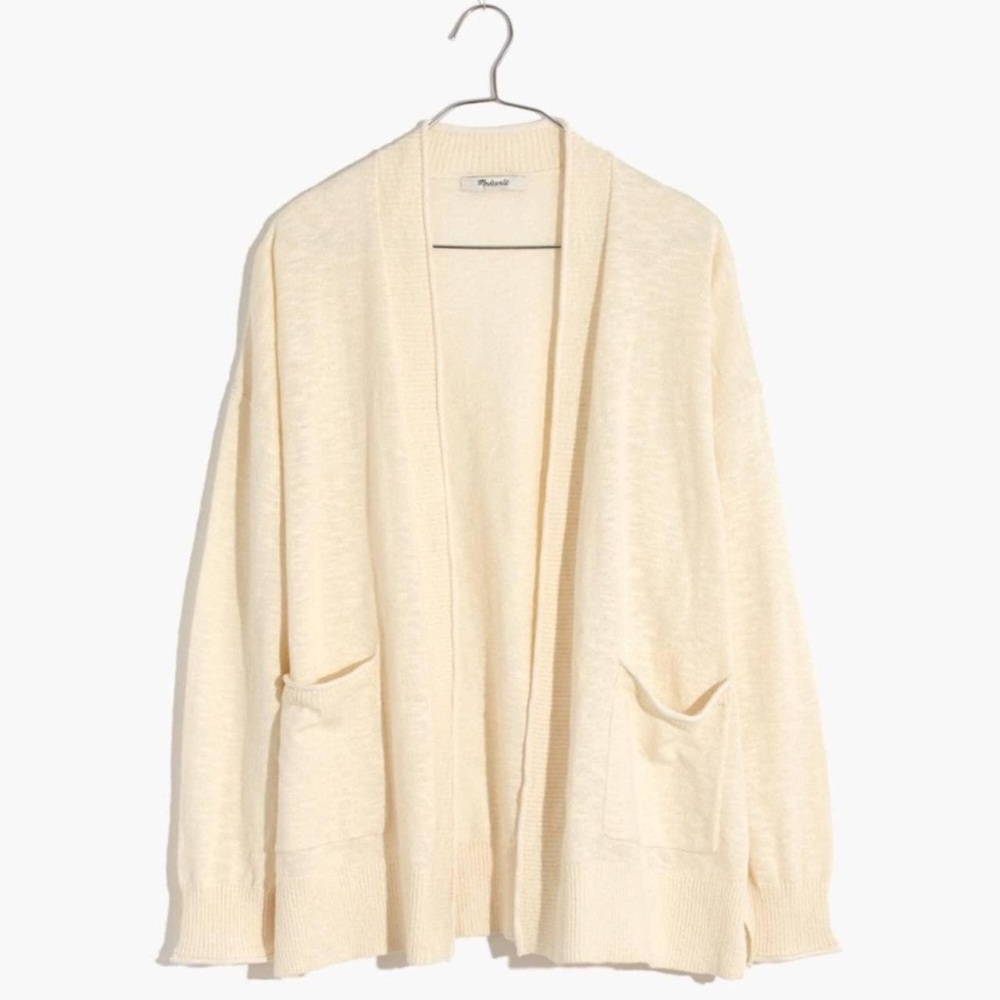 NEW Madewell Bradley Women’s Lightweight Cardigan Cream Ivory Large NWT
